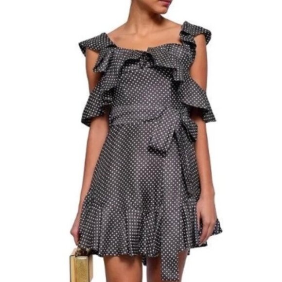 Zimmermann Painted Heart V Neck Dress Charcoal / Cream Size 2/ M - Picture 1 of 8